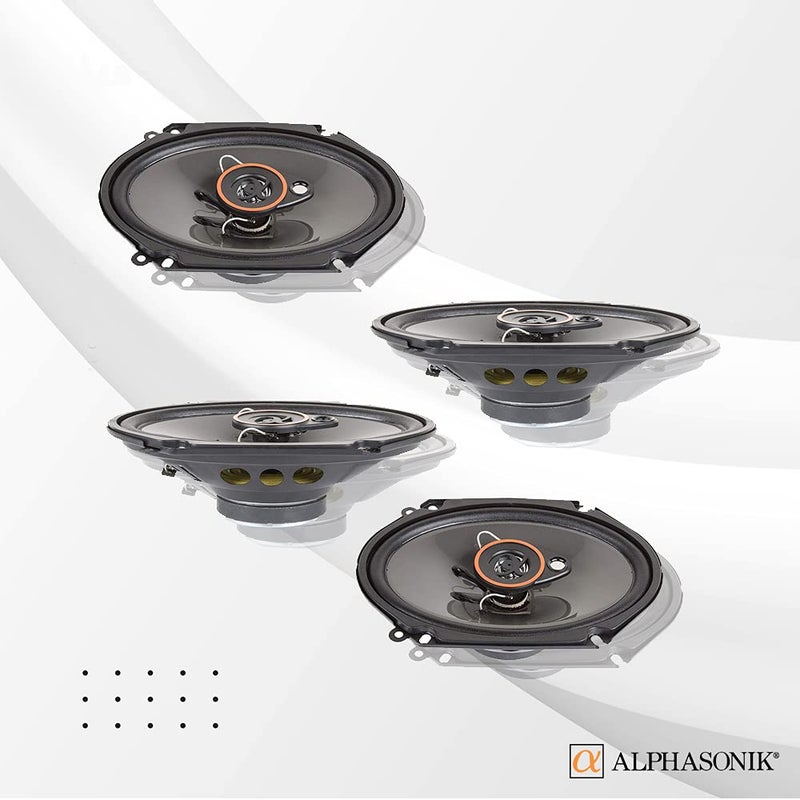 Alphasonik AS268P Loudspeakers 2 Pairs of 6X8 350W Max 3-Way Speakers 4 Ohms Premium Quality Audio Door Speakers for Car or Truck Stereo Sound System - Image 2